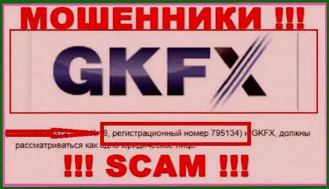Регистрационный номер мошенников глобальной сети internet компании GKFXECN - 795134