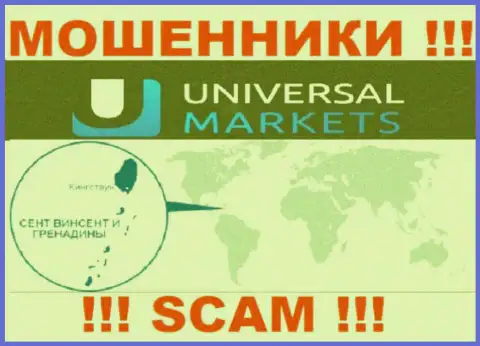 Компания Universal Markets зарегистрирована довольно-таки далеко от клиентов на территории St. Vincent and Grenadines