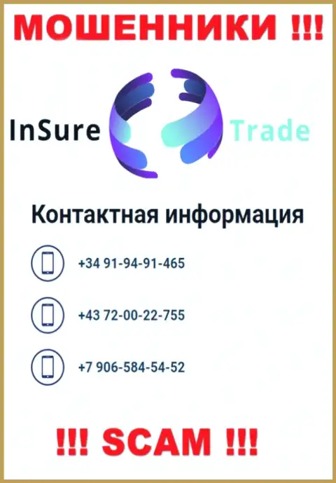 ШУЛЕРА из организации InSure-Trade Io в поисках неопытных людей, звонят с разных номеров