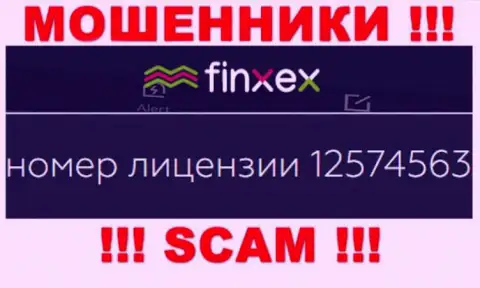 Finxex Com скрывают свою мошенническую суть, показывая на своем сайте лицензионный документ