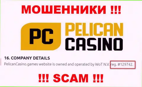 Рег. номер PelicanCasino Games, который взят с их официального сервиса - 12974