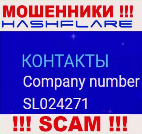 Регистрационный номер, под которым зарегистрирована компания HashFlare Io: SL024271