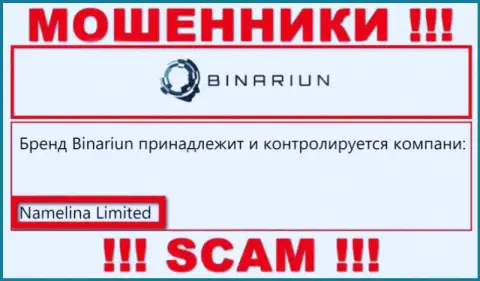 Вы не сможете сохранить собственные финансовые средства работая совместно с организацией Binariun Net, даже если у них есть юридическое лицо Namelina Limited