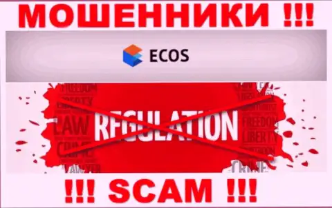 На сайте мошенников ЭКОС нет информации об их регуляторе - его просто-напросто нет