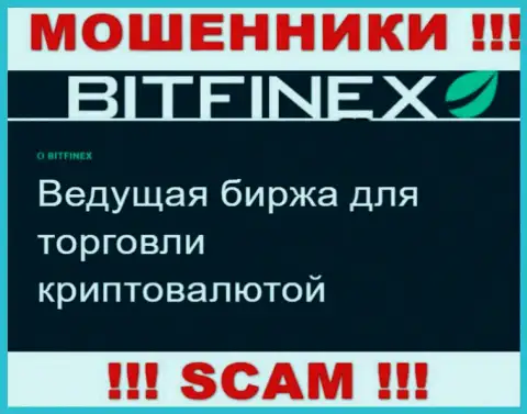 Основная деятельность Битфинекс - это Crypto trading, будьте осторожны, действуют противозаконно