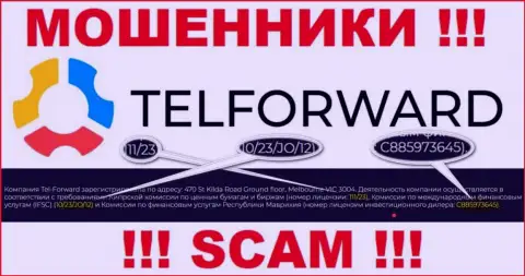 На ресурсе TelForward Net имеется лицензионный номер, только вот это не меняет их мошенническую суть