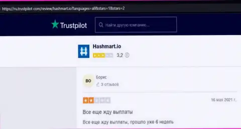 В собственном отзыве автор указывает на все признаки того, что HashMart - это МОШЕННИКИ !