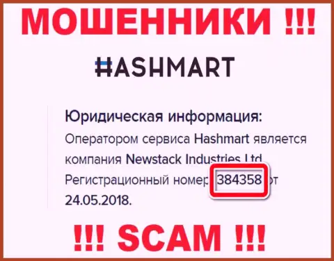 HashMart - это ВОРЫ, номер регистрации (384358 от 24.05.2018) этому не препятствие
