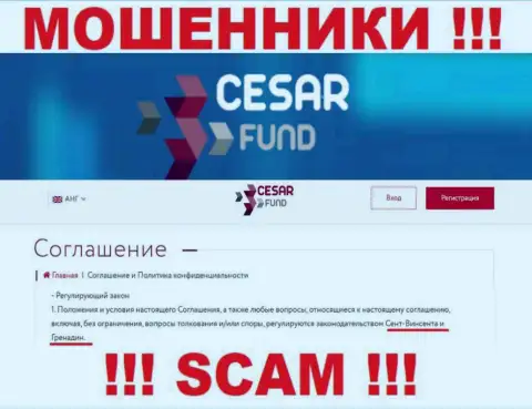 Будьте очень бдительны, на web-сайте обманщиков Цезарь Фонд фиктивные сведения касательно юрисдикции