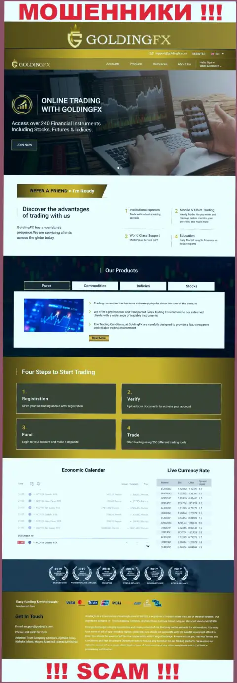 Официальный онлайн-ресурс шулеров Goldingfx InvestLIMITED, переполненный сведениями для наивных людей