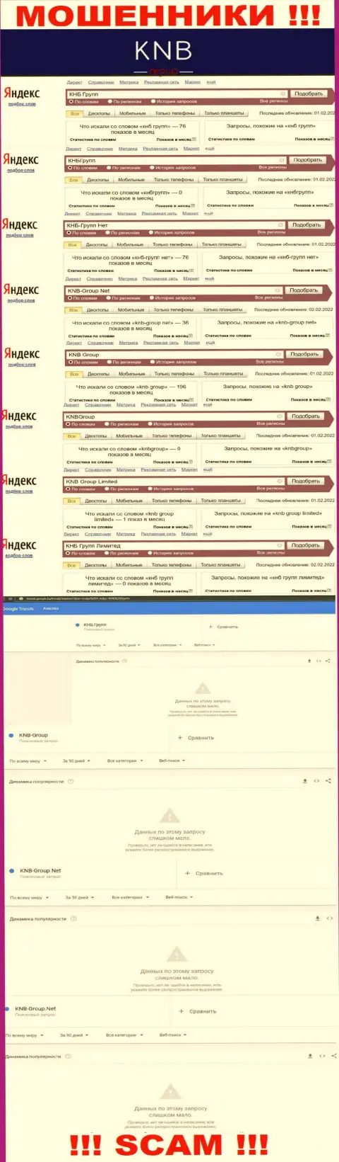 Скриншот результата online запросов по преступно действующей конторе KNB Group