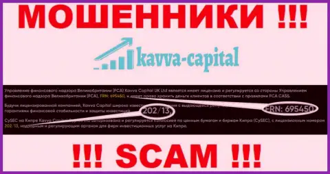 Вы не возвратите деньги из организации Kavva-Capital Com, даже если зная их номер лицензии на осуществление деятельности с официального веб-портала