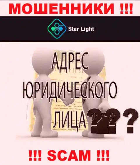 Мошенники StarLight 24 отвечать за свои противоправные уловки не намерены, поскольку сведения о юрисдикции спрятана