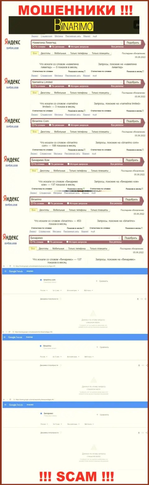 Данные сведения дают понять, сколько именно лохов интересовались мошенниками Binarimo