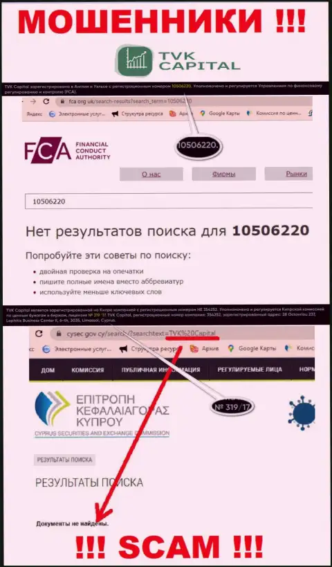 У компании TVKCapital Com напрочь отсутствуют сведения о их номере лицензии - хитрые мошенники !!!