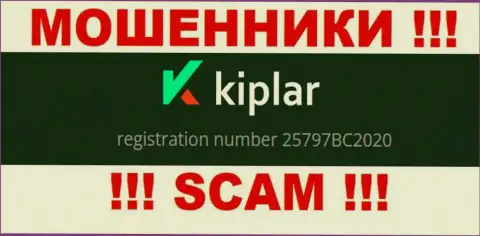 Регистрационный номер организации Kiplar, в которую финансовые средства рекомендуем не вкладывать: 25797BC2020