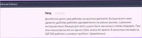 Еще один достоверный отзыв биржевого игрока ФОРЕКС дилингового центра Kiexo Com на сервисе infoscam ru