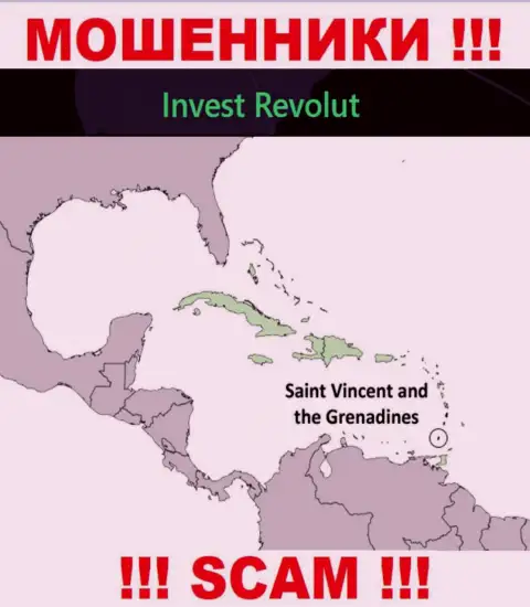 Инвест Револют находятся на территории - Кингстаун, Сент-Винсент и Гренадины, избегайте сотрудничества с ними