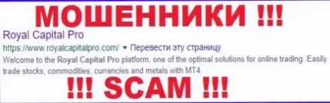 Роял Капитал Про - это МОШЕННИКИ !!! SCAM !!!